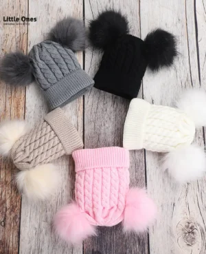 DOUBLE POM-POM KNITTED HAT