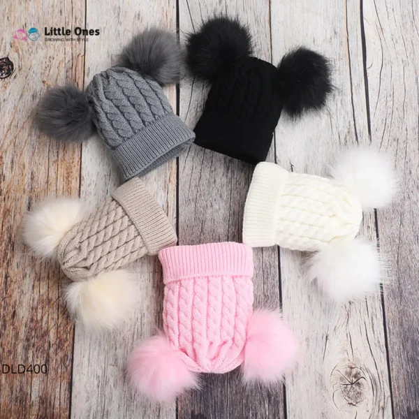 DOUBLE POM-POM KNITTED HAT